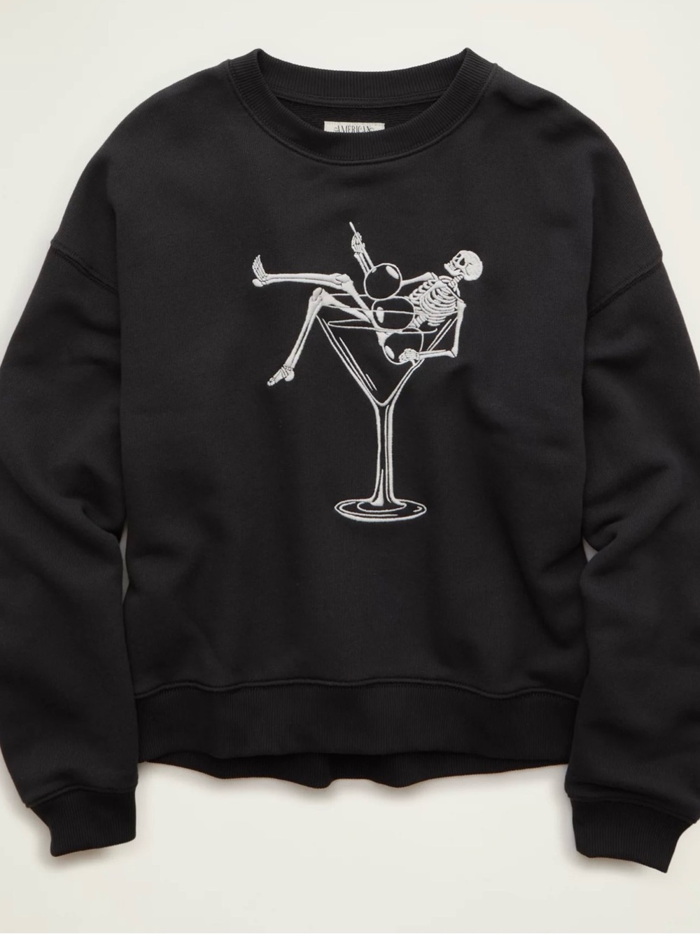 NWT American Eagle Sweatshirt Skeleton Martini Graphic Pullover Women’s Size S